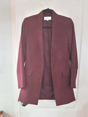 Reiss Burgundy Open Front Blazer Size UK 6 Like New